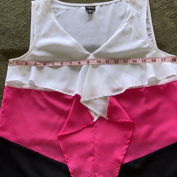 Rafaella Sleeveless Tank Tiered Ruffle Colorblock Black White Pink Fuchsia M - Picture 6 of 11